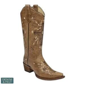 Corral Circle G L5061 Brown Cross Embroidered Western Cowgirl Boots 7.5 M